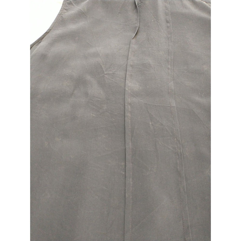 Club Monaco Blouse Top Women M Navy Blue 100% Silk Sleeveles Collar Snap Classic - Picture 11 of 11